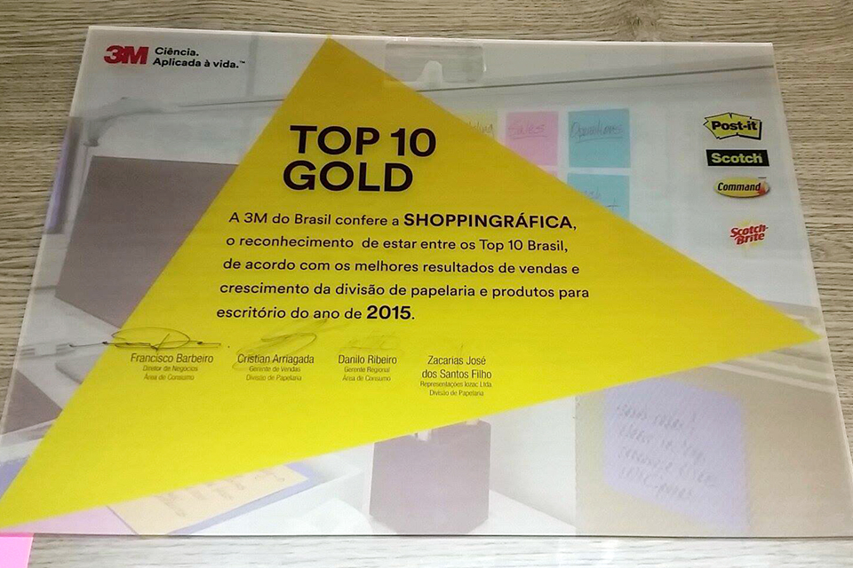 Shoppingráfica é premiada com o Top 10 Gold da 3M do Brasil